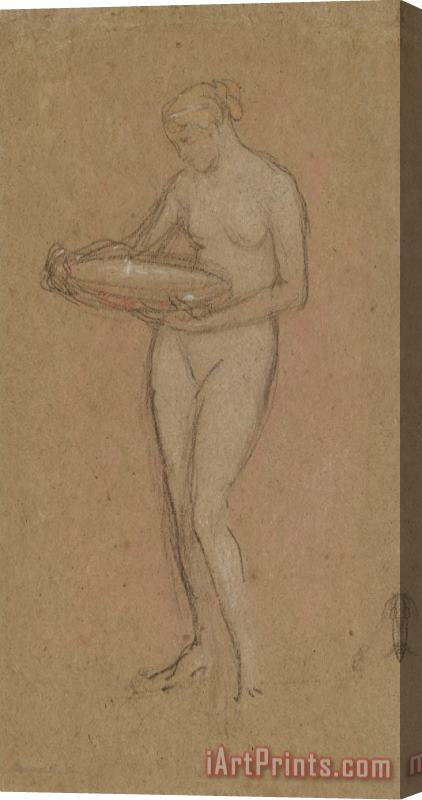 James Abbott McNeill Whistler Standing Female Nude a Holding Bowl [recto] Stretched Canvas Painting / Canvas Art